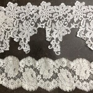 Bridal trim lot- Chantilly lace & cream vintage floral - 5 yards